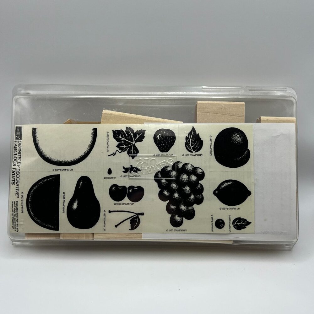 Stampin Up! 1997 Fabulous Fruits Wooden Rubber Stamp Set 12 Stamps Crafting & Sc